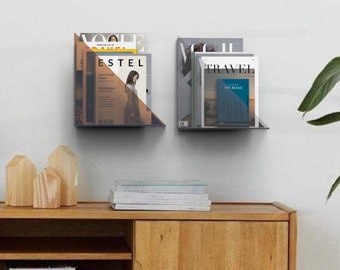 Triangle Wall Magazine Holder / Unique Wall Storage for Document / Wall Magazine Rack / Minimalistic Book Storage /  Floating Shelf