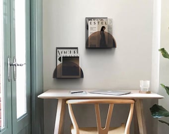 Revistero de pared minimalista de acrílico: almacenamiento flotante para libros