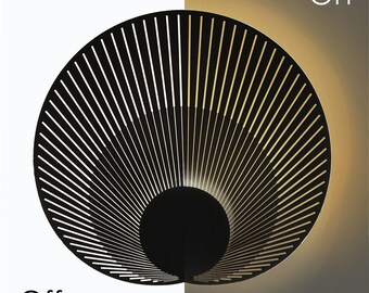 Lámpara de pared de metal negro hecha a mano: Escultura de iluminación moderna