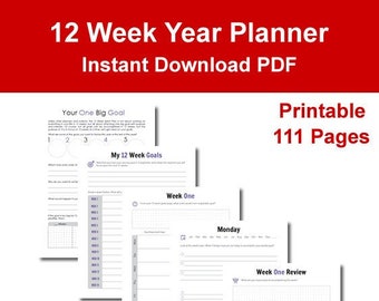 12 Week Year Planner PDF Instant Download 111-Pages