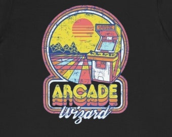 Arcade Wizard Tee: Retro Gamer Black Cotton Shirt