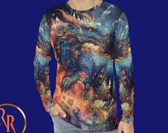 Floral Dragon Long Sleeve Tee: Fantasy All Over Print