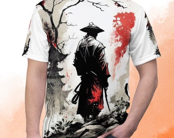 Samurai T-Shirt Japanese Retro Art Print T-Shirt Bushido Tee Samurai T-Shirt Japanese Retro Art Print T-Shirt Bushido Tee