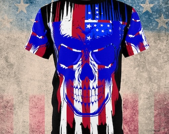 American Flag Skull T-Shirt: Patriotic Veteran Graphic Tee