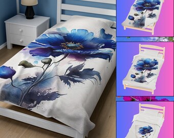 Floral Print Plush Velveteen Blanket: Cozy Home Decor Throw