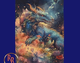 Manta de peluche de dragón azul: decoración de fantasía para el hogar