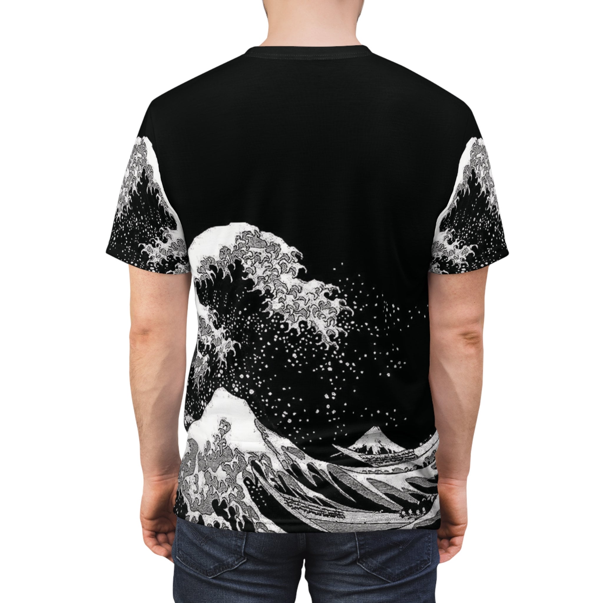 The Great Wave Black and White Japanese All Over Print