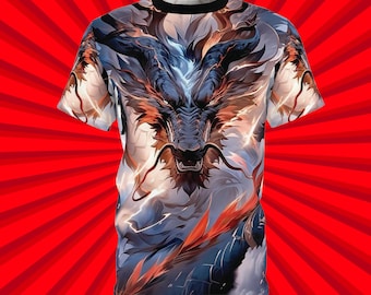 Dragon All Over Print Tee: Fantasy Art Polyester T-Shirt