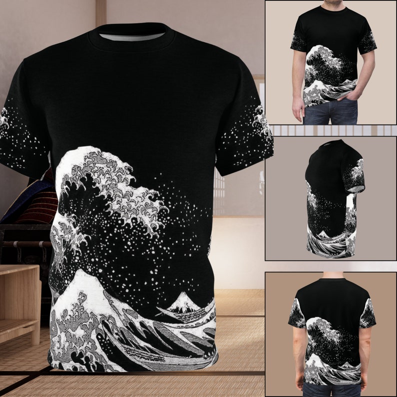 Urban Backwoods Kanagawa Monster Wave Dames T-Shirt Blauw Maat M