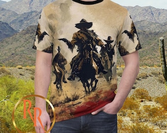 Western Cowboy Polyester T-shirt: Outlaw Rider Vilda Västern Uppgörelse