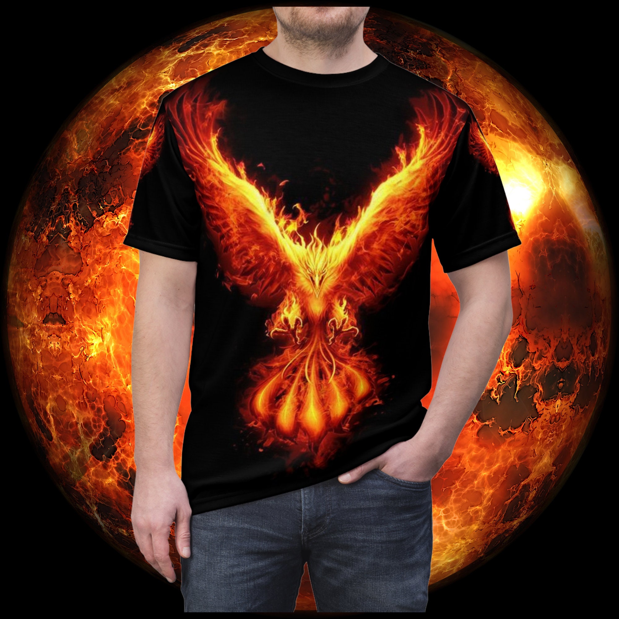 Phoenix Rising Graphic Tee: Mythical Bird All Over Print - Etsy