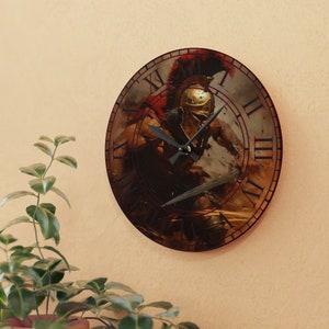 Large Wall Clock Spartan Warrior Man Cave Wall Clock Aesthetic Clock For Living Room Battery Wall Clock Unique large Square Wall Clock