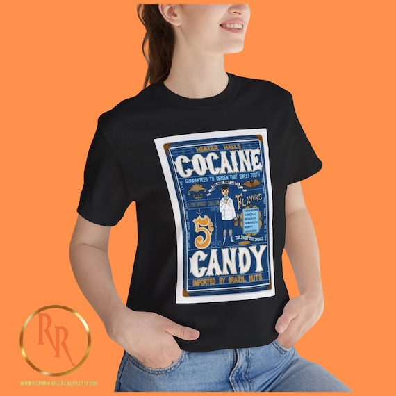 Cocaine Candy Black Cotton Tee, Vintage Ad Shirt