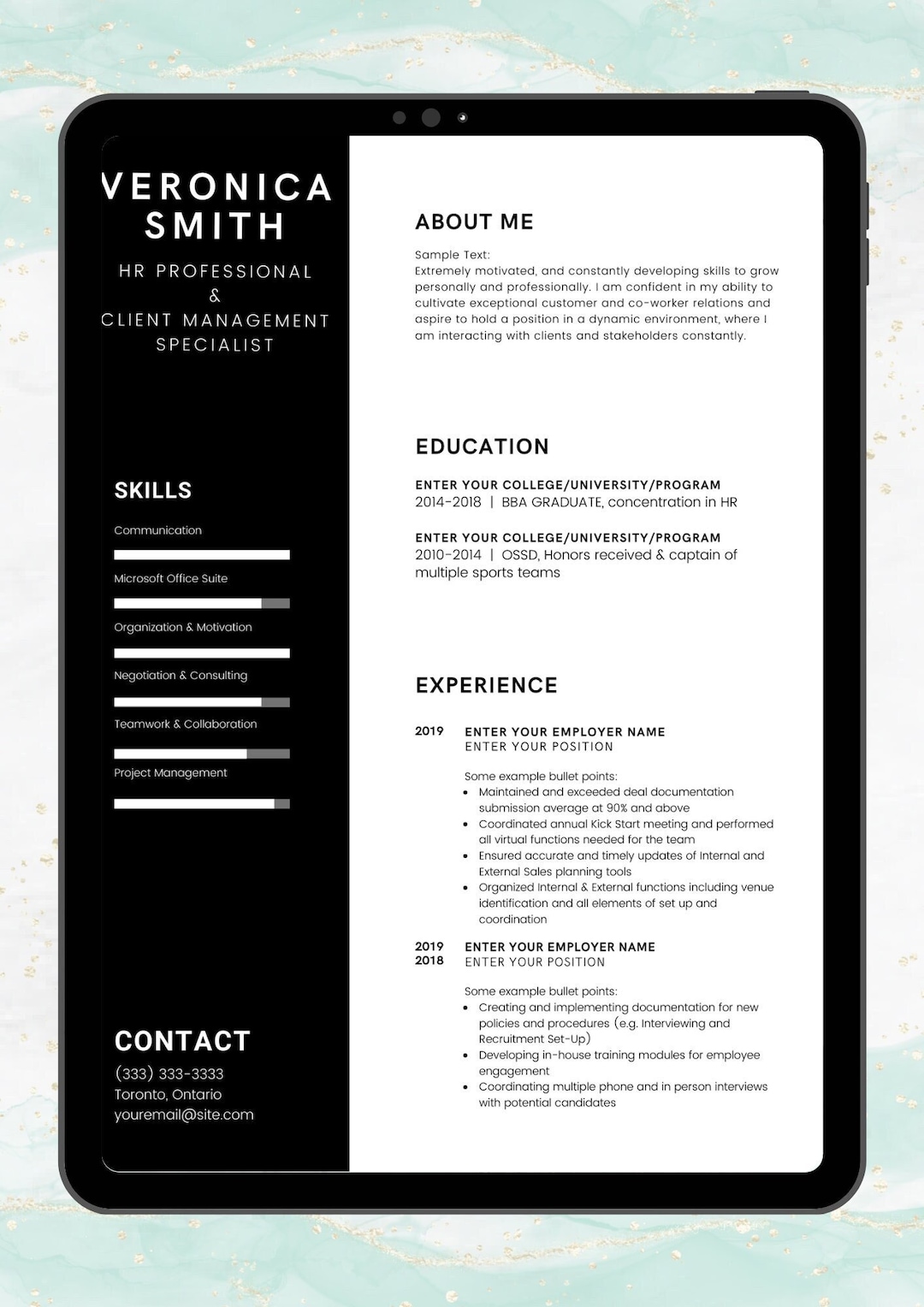 Two Pages Modern and Professional CV / Resume Template With Cover