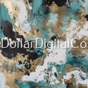 Abstrakte Petrol und Gold Moderne Kunst - Digitaler Download Auffälliges Dekor für Zuhause und kreative Projekte