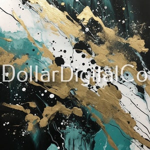 Abstrakte Petrol & Gold Moderne Kunst - Digitaler Download - Auffälliges Dekor für Zuhause und kreative Projekte