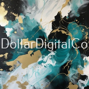 Abstrakte Petrol & Gold Moderne Kunst - Digitaler Download - Auffälliges Dekor für Zuhause und kreative Projekte