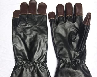 Star Wars Mandalorian Leather Gloves Din Djarin | Cosplay Prop | Handmade Real Leather Mando Gloves Brown Fingertips
