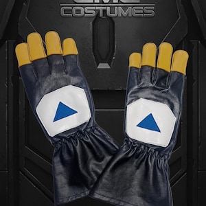 Mandalorian Din Djarin Gloves | Star Wars Cosplay Prop | Handmade Real Leather Gloves with Yellow Fingertips image 2