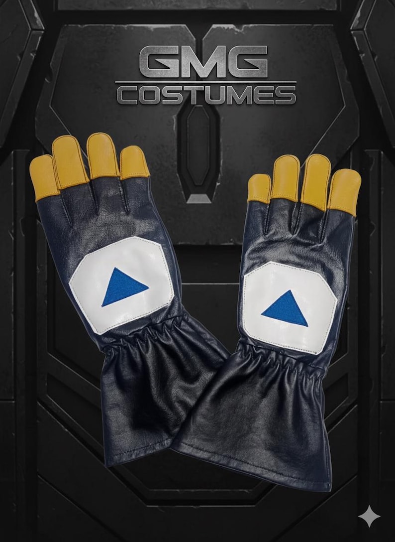 Mandalorian Din Djarin Gloves | Star Wars Cosplay Prop | Handmade Real Leather Gloves with Yellow Fingertips image 2