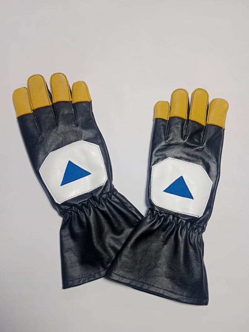 Mandalorian Din Djarin Gloves | Star Wars Cosplay Prop | Handmade Real Leather Gloves with Yellow Fingertips image 4