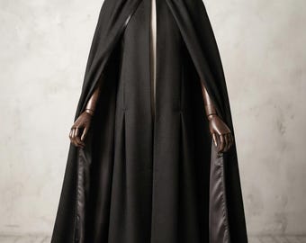 Darth Vader Inspired Black Wool Robe & Cape | Sith Lord Cosplay Cloak | Dark Side Inspired Costume | Handmade Custom Cosplay