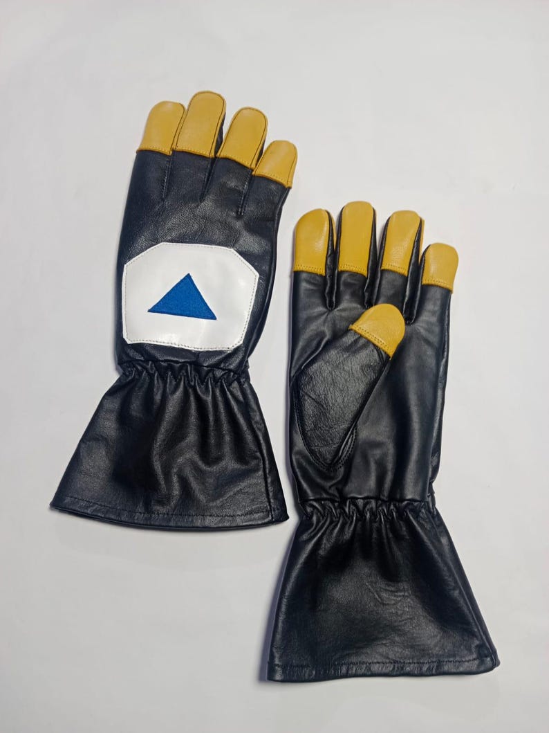Mandalorian Din Djarin Gloves | Star Wars Cosplay Prop | Handmade Real Leather Gloves with Yellow Fingertips image 6
