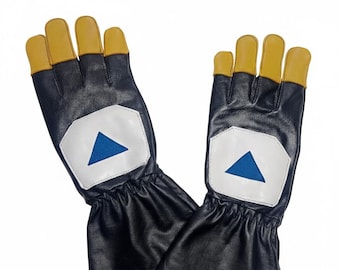 Mandalorian Din Djarin Gloves | Star Wars Cosplay Prop | Handmade Real Leather Gloves with Yellow Fingertips