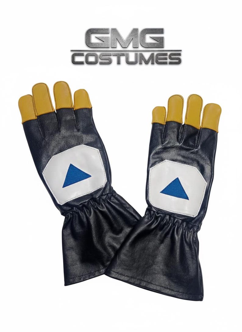 Mandalorian Din Djarin Gloves | Star Wars Cosplay Prop | Handmade Real Leather Gloves with Yellow Fingertips image 1
