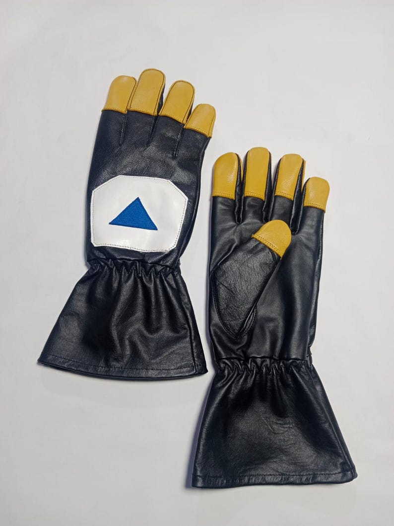 Mandalorian Din Djarin Gloves | Star Wars Cosplay Prop | Handmade Real Leather Gloves with Yellow Fingertips image 5