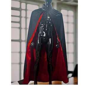 Svart & Röd Cosplay-Kap Hög Krage | Gotisk Kostymkappe | Star Wars Inspirerad av Darth Vader