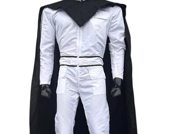 White Mandalorian Cosplay Costume | Star Wars Flight Suit with Black Cape