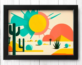 Minimalist Desert Dreams: Digital Download of Abstract, Simplistic Landscape Artwork