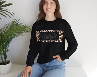 Luipaardprint Mijn favoriete mensen noemen me moeder Unisex Heavy Blend™ sweatshirt met ronde hals voor moederdag