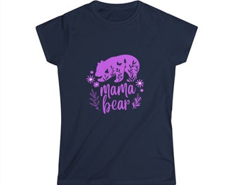 Paars Mama Bear Softstyle T-shirt voor dames