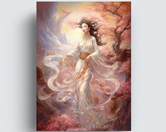 Quanyin Art, Quanyin Instant Download Poster, Divine Compassion, Digital Print of Kwanyin, Bodhisattva of Compassion, Quanyin Art Poster