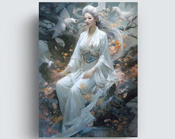 Quanyin Art, Quanyin Instant Download Poster, Divine Compassion, Digital Print of Kwanyin, Bodhisattva of Compassion, Quanyin Art Poster