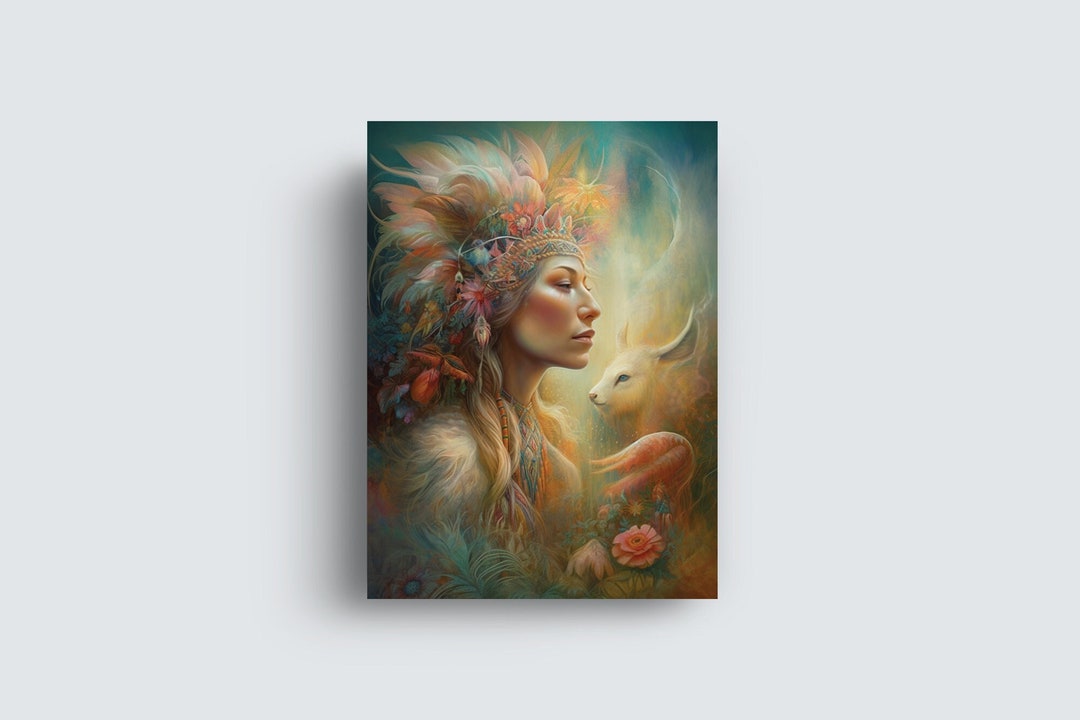 Native American Spirit Guide Digital Art Print Embrace the Guidance and Wisdom of Ancestral