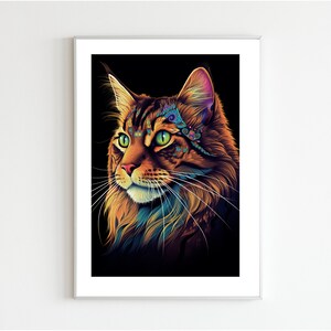 Maine-Coon Cat Digital Download Poster, Printable Art, Abstract Animal Art, Animal Poster, Background Image, Interior Decore
