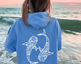Shark Hoodie Coconut Girl Sweatshirt Whale Shark Ocean Beach Hoodie Ocean Inspired Style Ocean Animal Shirt Preppy Stuff Beachy Hoodies