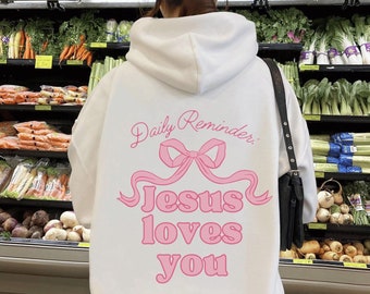Bow Sweatshirt Love Like Jesus Hoodie Jesus Loves You Christian Merch Hoodie Coquette Top Clothes Balletcore Ballet Core Womensclothing