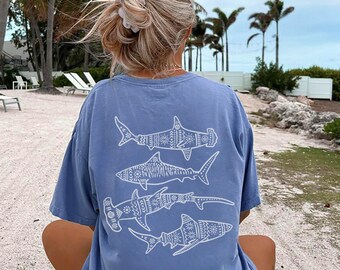 Comfortcolors Shark Shirt Sharks Shirt Hammerhead Shark Coconut Girl Ocean Inspired Style Preppy Stuff Beach Bum Oceancore Womensclothing