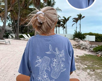 Comfortcolors Shark Sharks Shirt Whale Shark Whales Shirt Plumeria Shirt Coconut Girl Ocean Inspired Style Preppy Stuff Beach Bum Oceancore