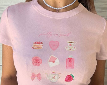 Coquette Shirt Strawberry Shirt Hyper Feminine Princesscore Coquette Clothing Long Baby Tee Coquette Top Coquette Clothes Preppy Stuff