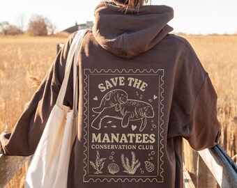 Manatee Sweatshirt Oceancore Linocut Shirt Coconut Girl Beachshirt Ocean Inspired Style Preppy Stuff Clothes Beach Bum Sea Animal Shirt