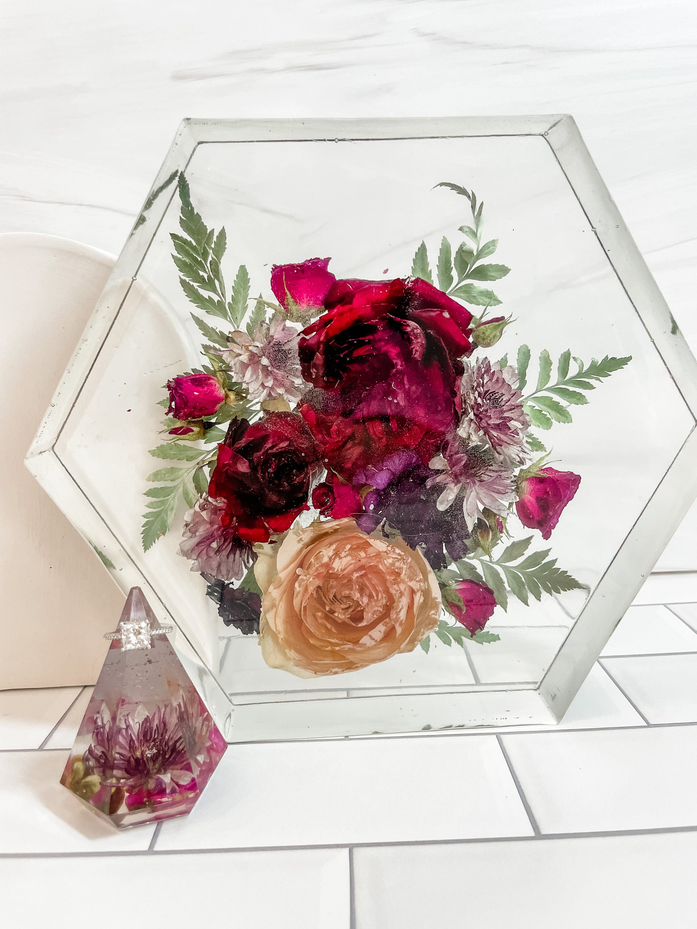 Custom Resin Bouquet Preservation Block Using Your Wedding Bouquet or ...