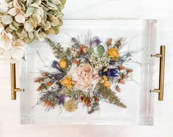 Aangepaste harsboeket bewaarlade met behulp van uw bruidsboeket of herdenkingsbloemen en andere sentimentele items