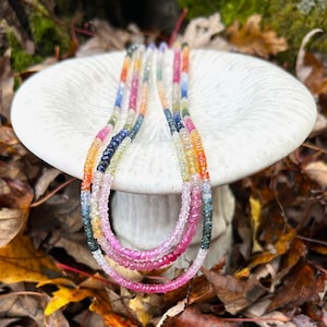 Rainbow Sapphire necklace, Multi-color genuine Sapphire jewelry. Rainbow gemstone jewelry, Ombre sapphire necklace, September birthstone