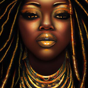 Beautiful Black Woman Wall Art, Black Girl Art, Wall Décor, Digital Downloads, Instant Download, AI art, PNG