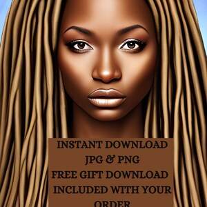 Beautiful Black Woman Wall Art, Black Girl Art, Wall Décor, Digital Downloads, Instant Download, AI art, PNG